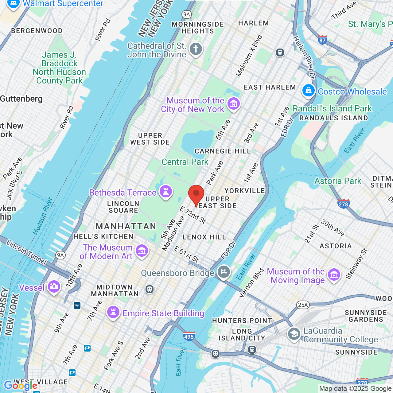 Google map image of our location in 799 Park Avenue New York, NY
